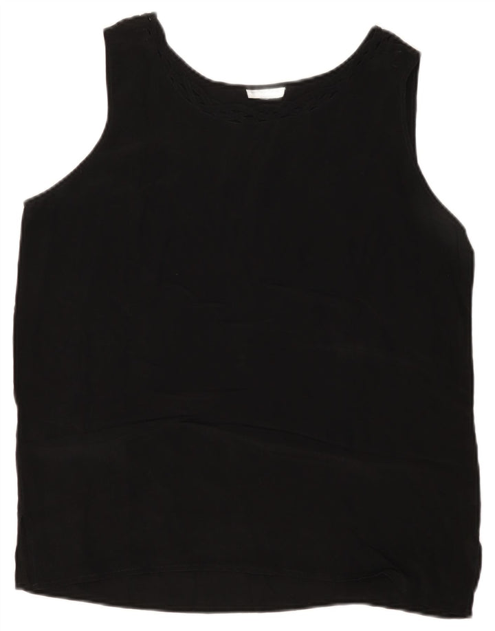 Bluză fără mâneci pentru femei VINTAGE UK 14 Mătase medie neagră