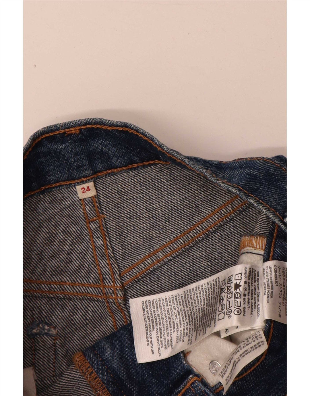 Fusta Levi's Denim Distressed W24 XS Bumbac Albastru