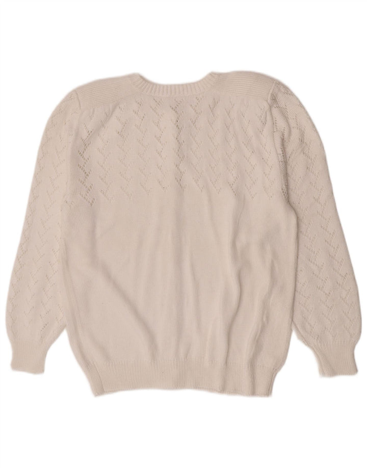 Pulover cardigan vintage pentru femei UK 14 Medium White