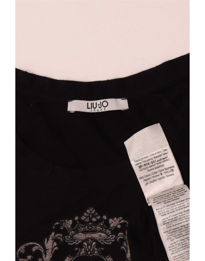 Vestă cu grafică pentru femei Liu Jo, UK 10, bumbac negru mic