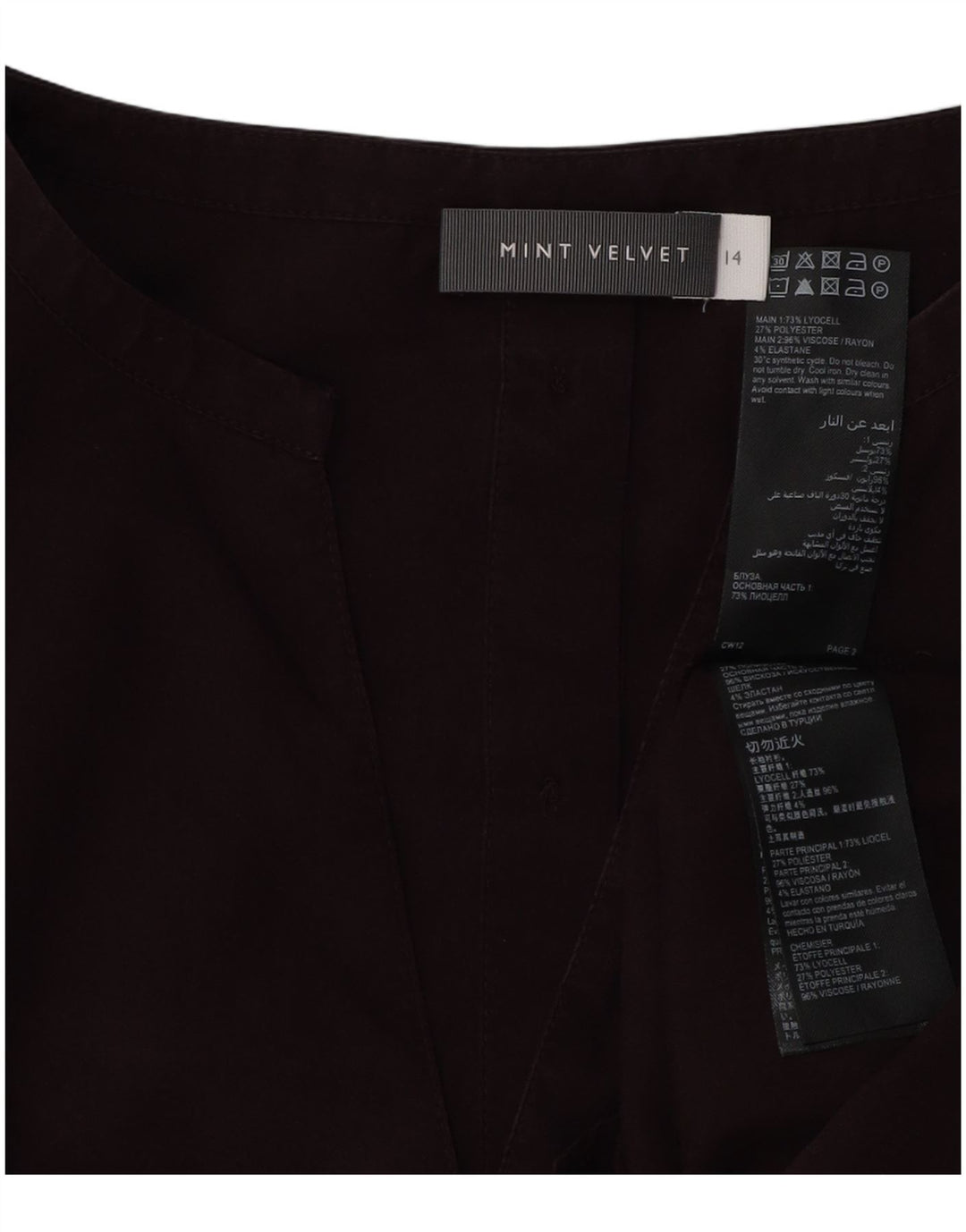 MINT VELVET Top cu tunică pentru femei UK 14 Large Burgundy Poliester