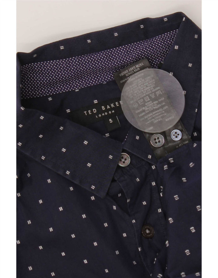 Cămașă pentru bărbați Ted Baker Mărimea 5 XL Bumbac cu pete albastru bleumarin