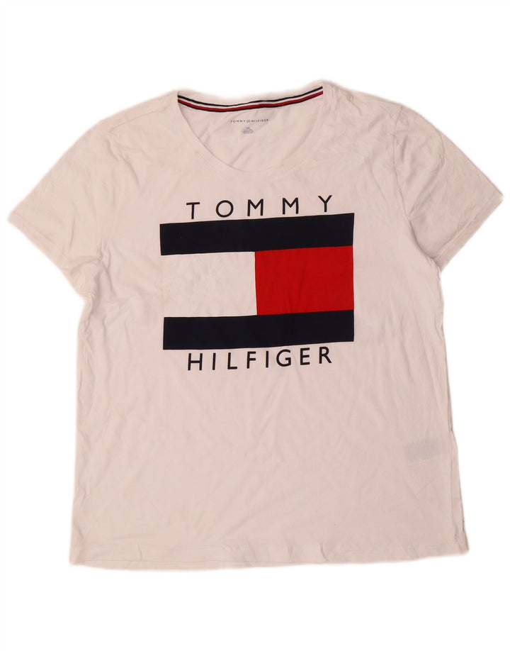 TOMMY HILFIGER Tricou cu grafic pentru femei Top UK 16 Bumbac alb mare
