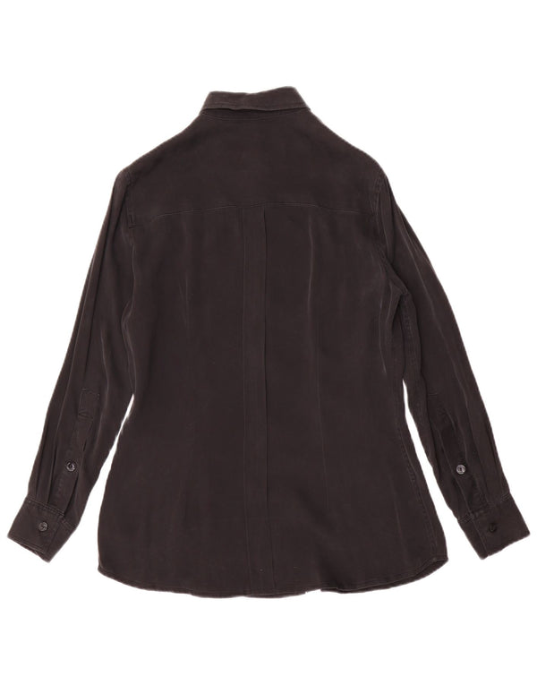 Bluză cămașă vintage pentru femei UK 12 Medium Black