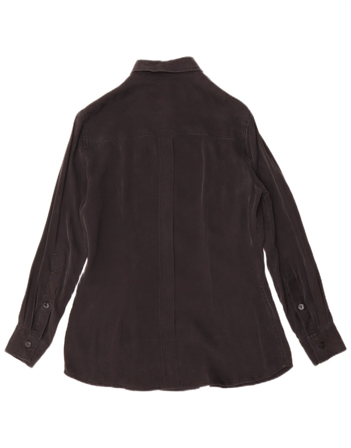 Bluză cămașă vintage pentru femei UK 12 Medium Black