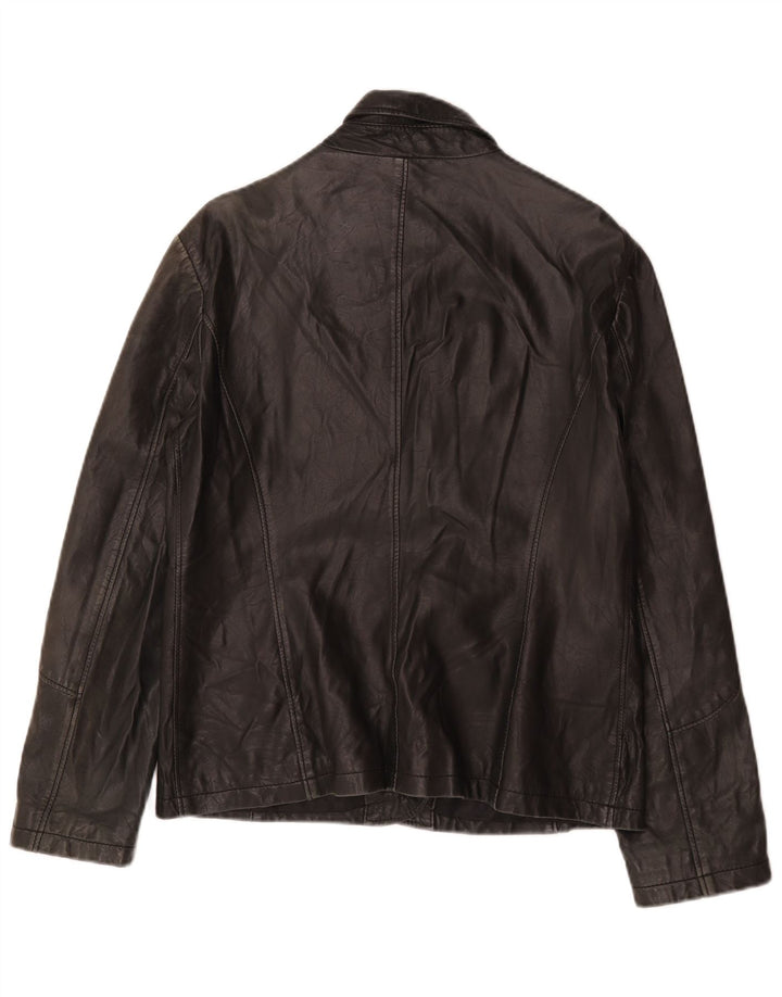 Jachetă de piele vintage pentru femei UK 14 Medium Black Leather