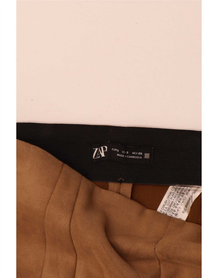Leggings din piele artificială pentru femei Zara UK 10, maro, poliester