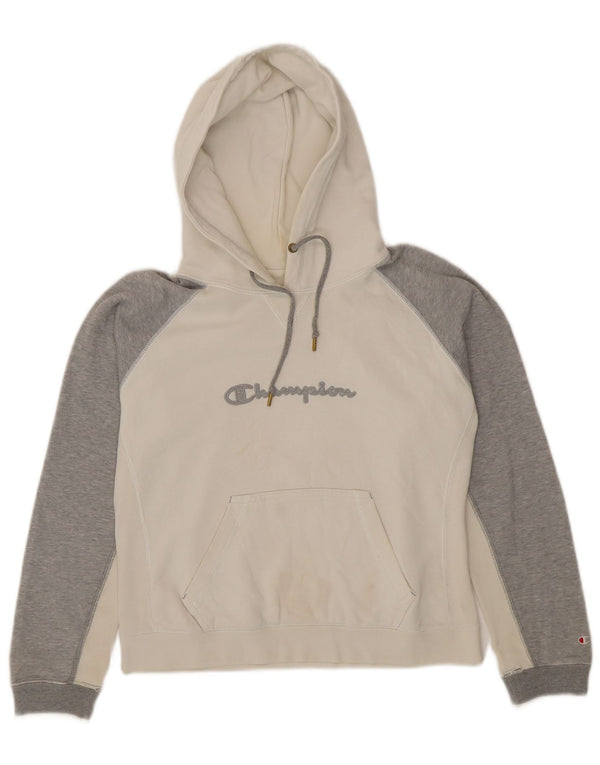 Champion Womens Heritage Graphic Hoodie Jumper UK 10 Small White