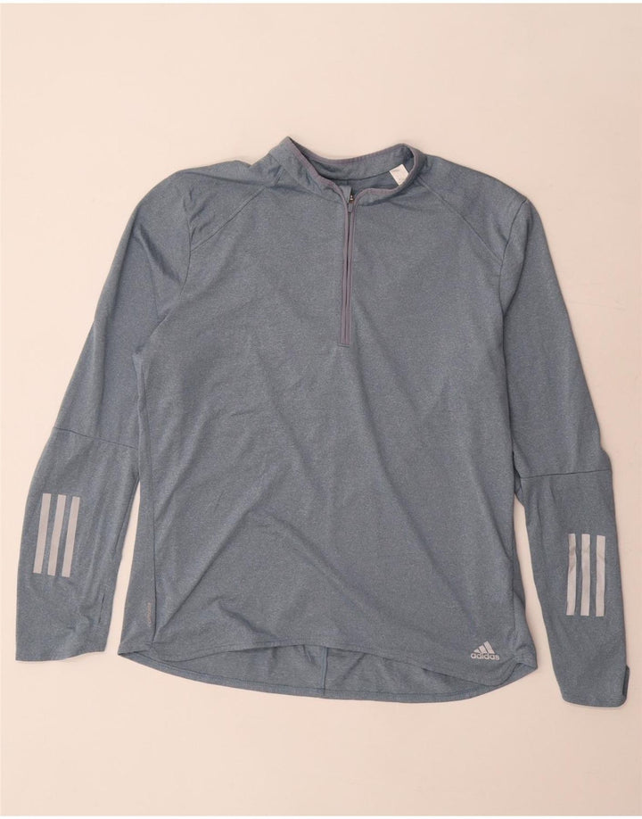 Adidas Climalite Femei Zip Neck Pullover Trening Top UK 20/22 XL Gri