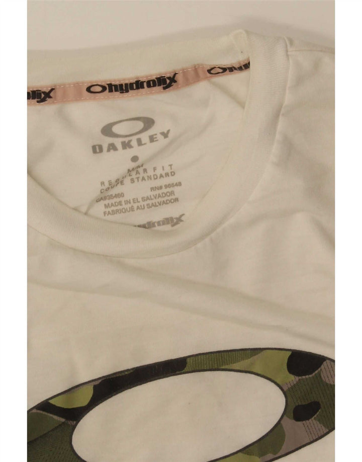 Tricou grafic Oakley pentru bărbați, cu croială normală, top mediu alb