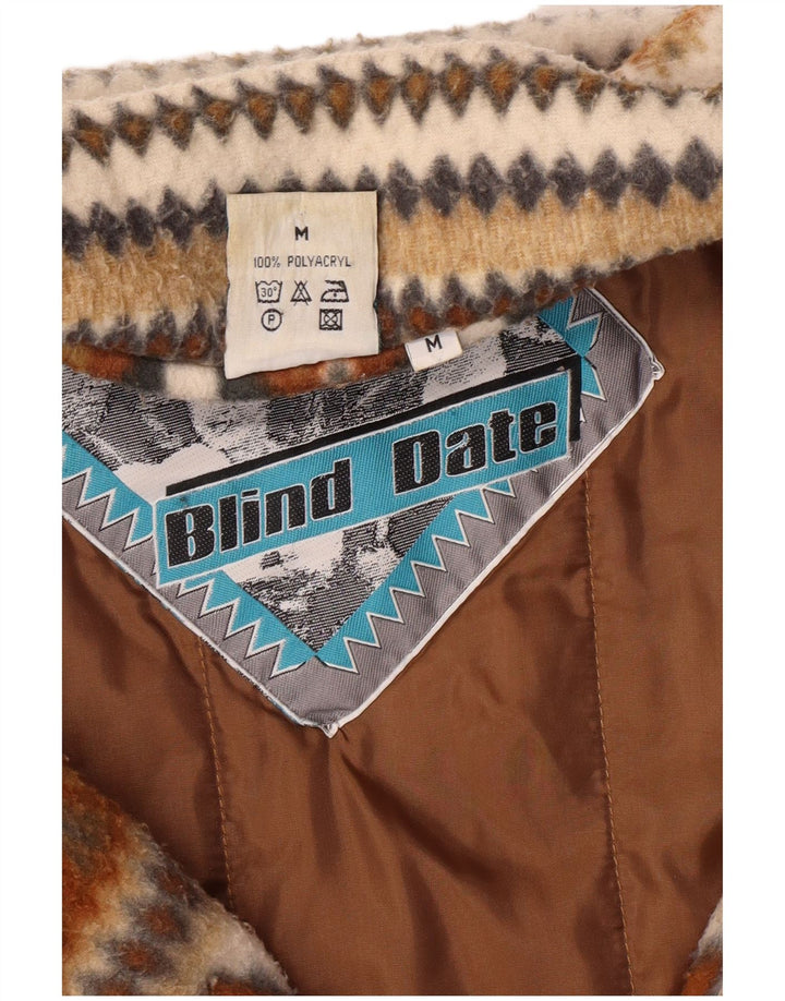 VINTAGE Bomber supradimensionat pentru femei UK 14 Medium Brown Fair Isle
