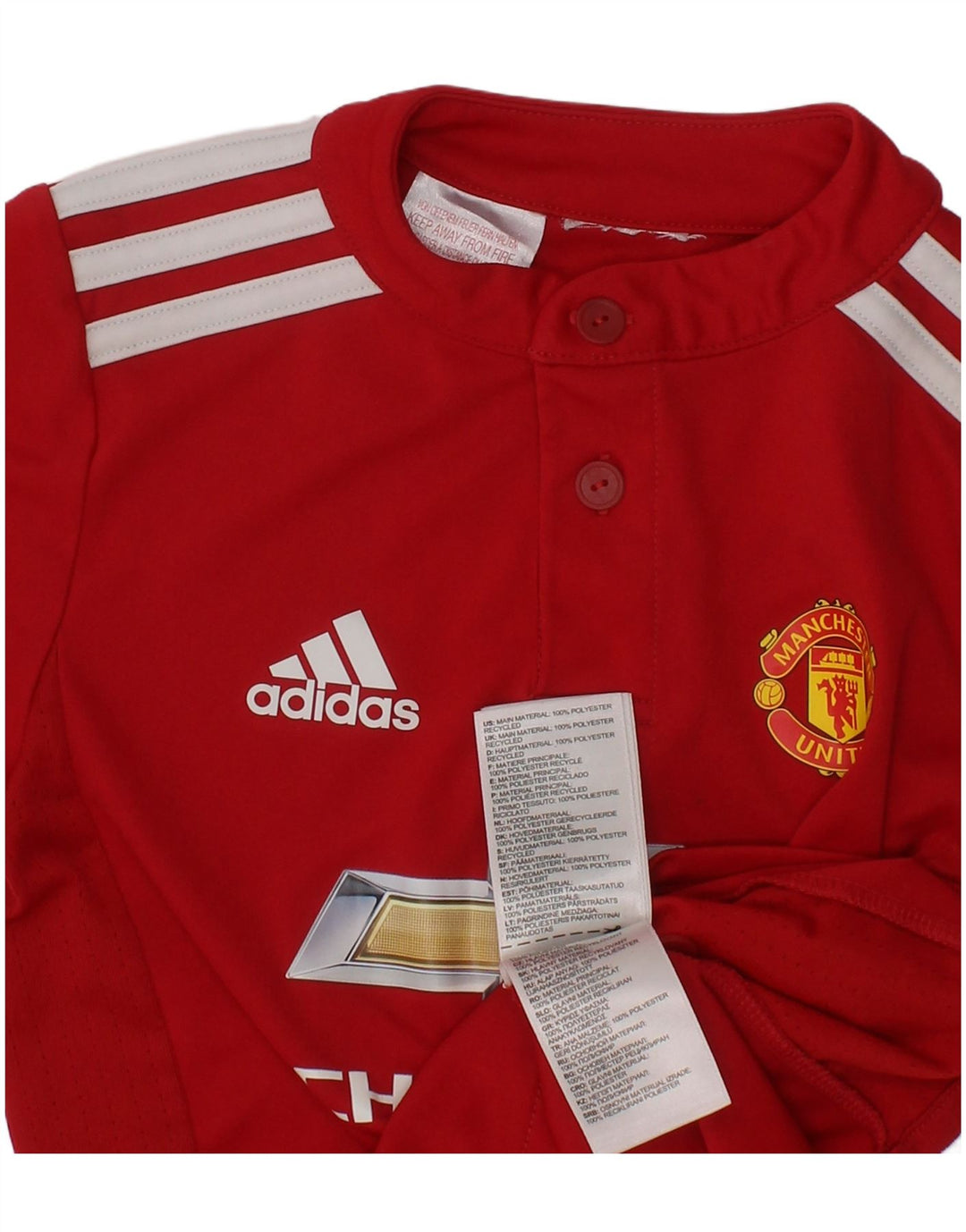 Tricou grafic Adidas pentru băieți Manchester United Top 3-4 ani poliester roșu