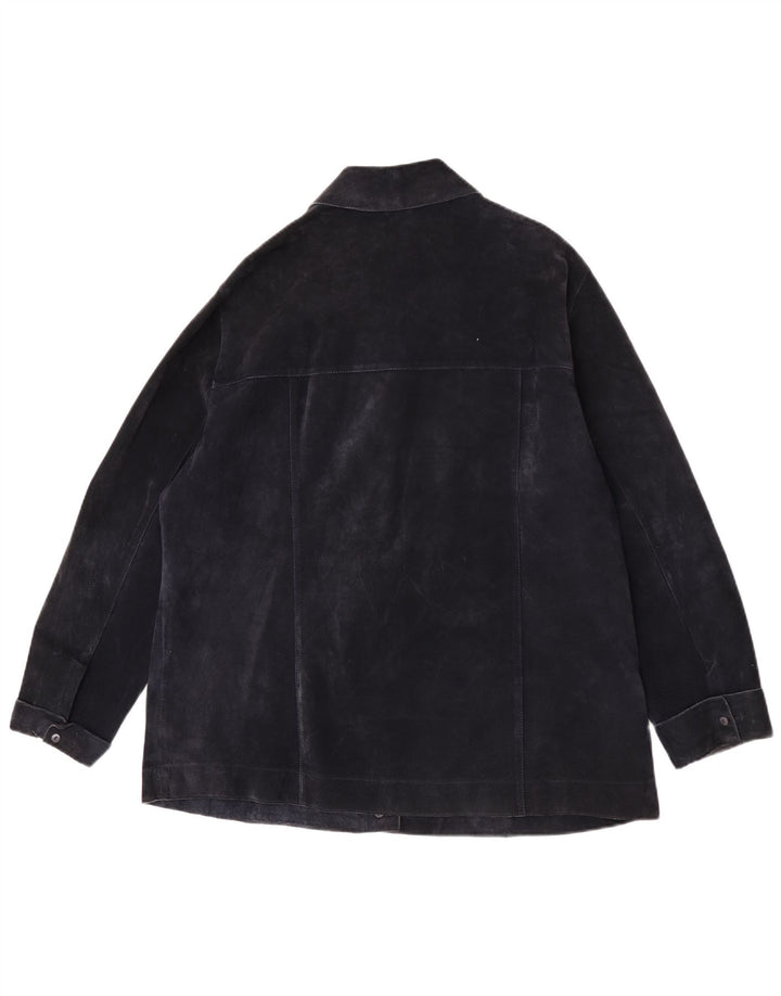 ELENA MIRO Jachetă de piele intoarsa pentru femei UK 18 XL, albastru bleumarin