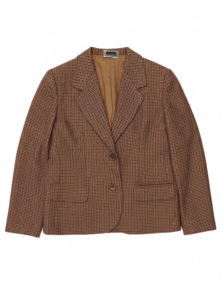 LUISA SPAGNOLI Womens Blazer Jacket IT 44 Medium Brown Houndstooth