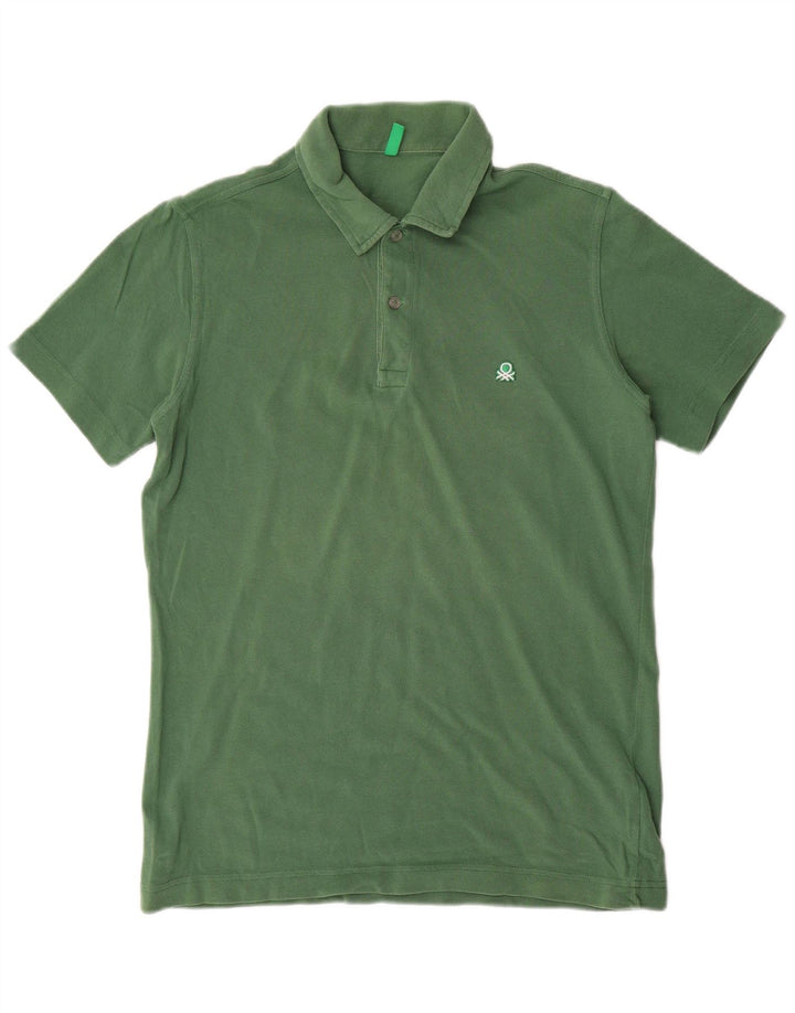 Tricou polo Benetton pentru bărbați, bumbac verde mediu
