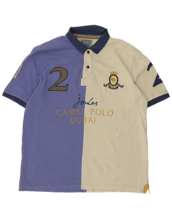 Tricou polo pentru bărbați Joules Dubai Graphic Rugby XL, bumbac color-block alb