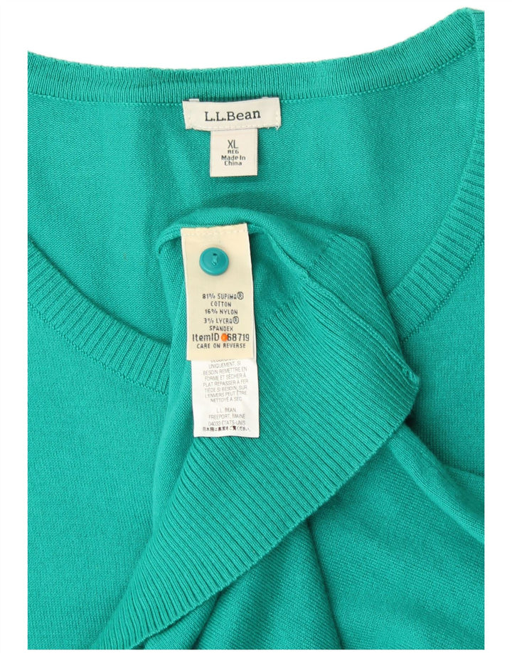 Pulover cardigan pentru femei L.L.BEAN UK 18 XL bumbac turcoaz