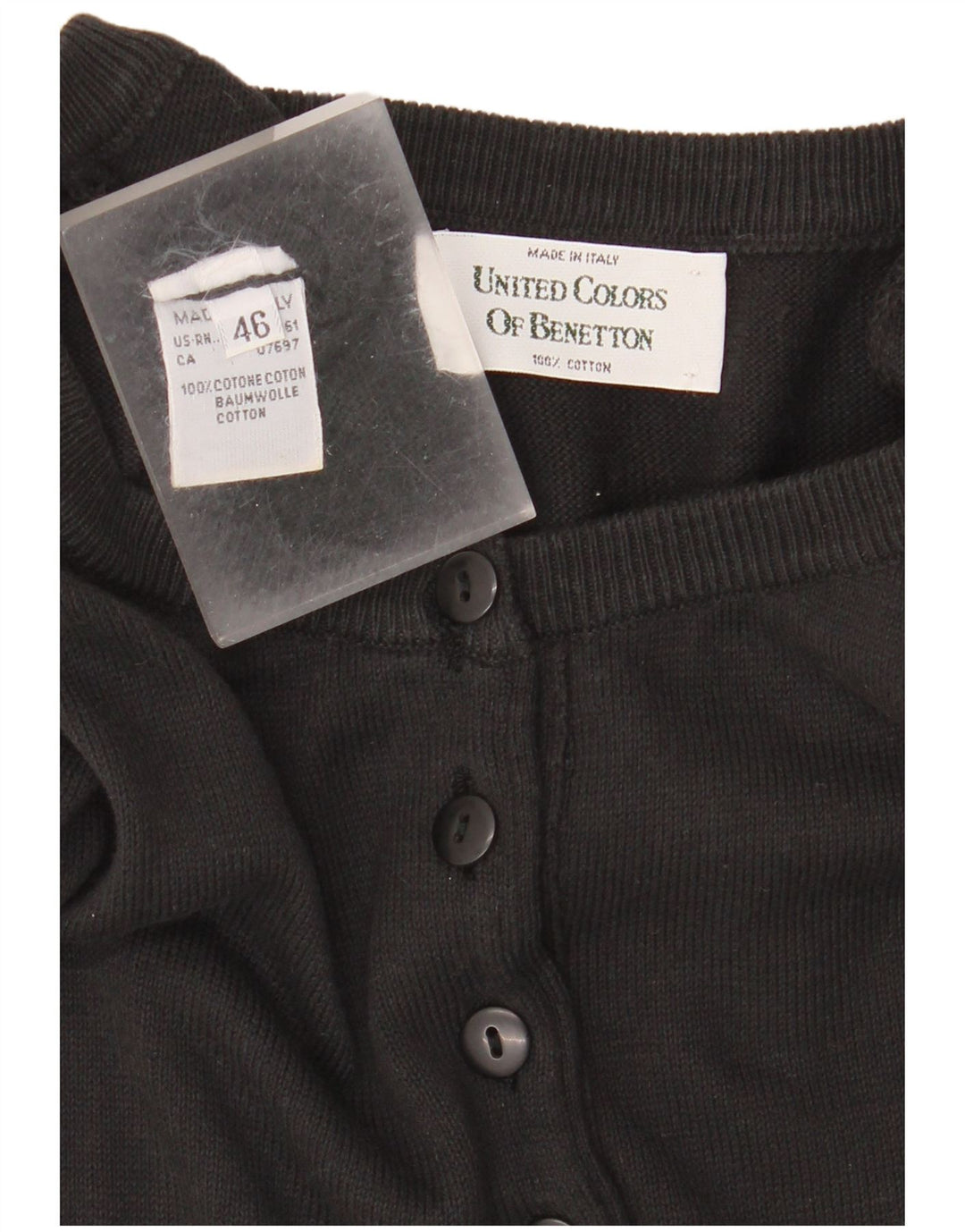 Crop Top din tricot pentru femei Benetton IT 46, mare, negru, bumbac