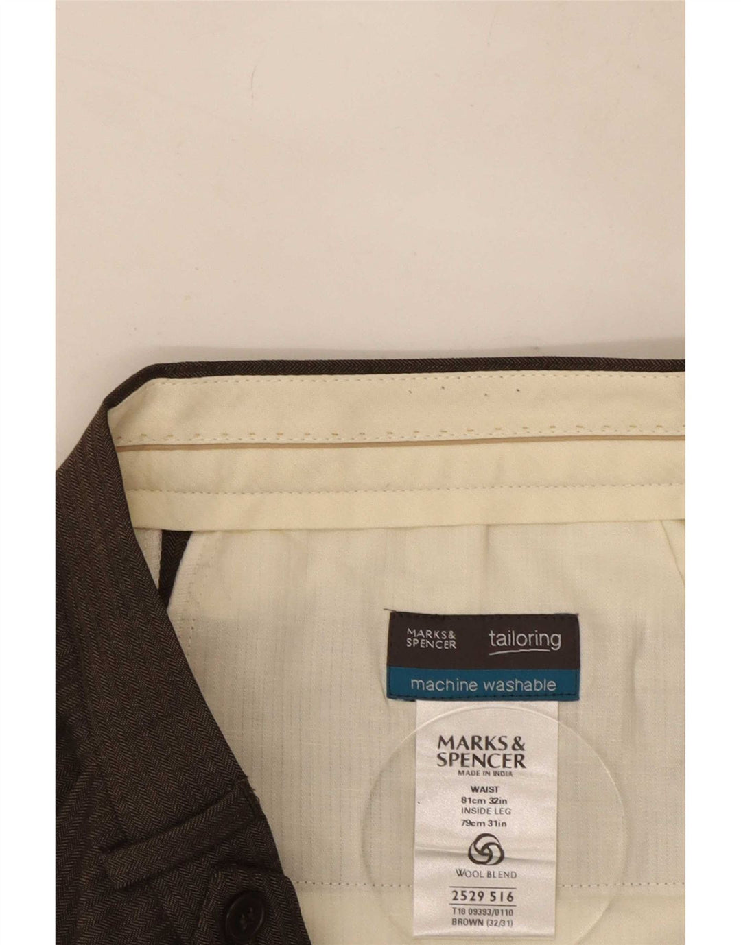 Pantaloni de costum pentru bărbați Marks & Spencer L32 L31 Maro Poliester