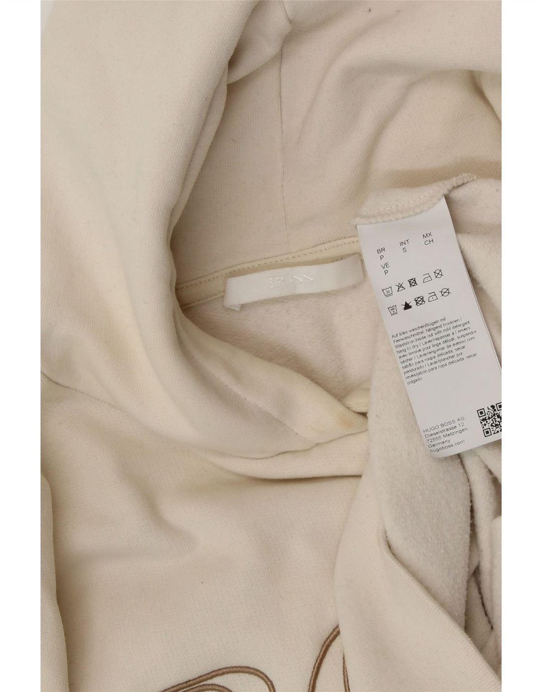 HUGO BOSS Pulover supradimensionat cu glugă cu grafic pentru femei UK 10 Small Off White