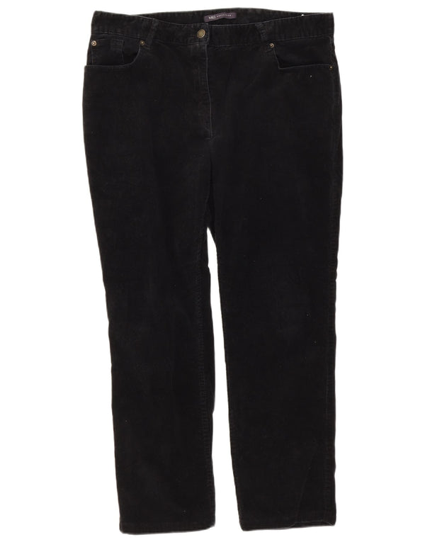 Marks & Spencer Pantaloni crop din velur pentru femei UK 16 Large W34 L25 Negru