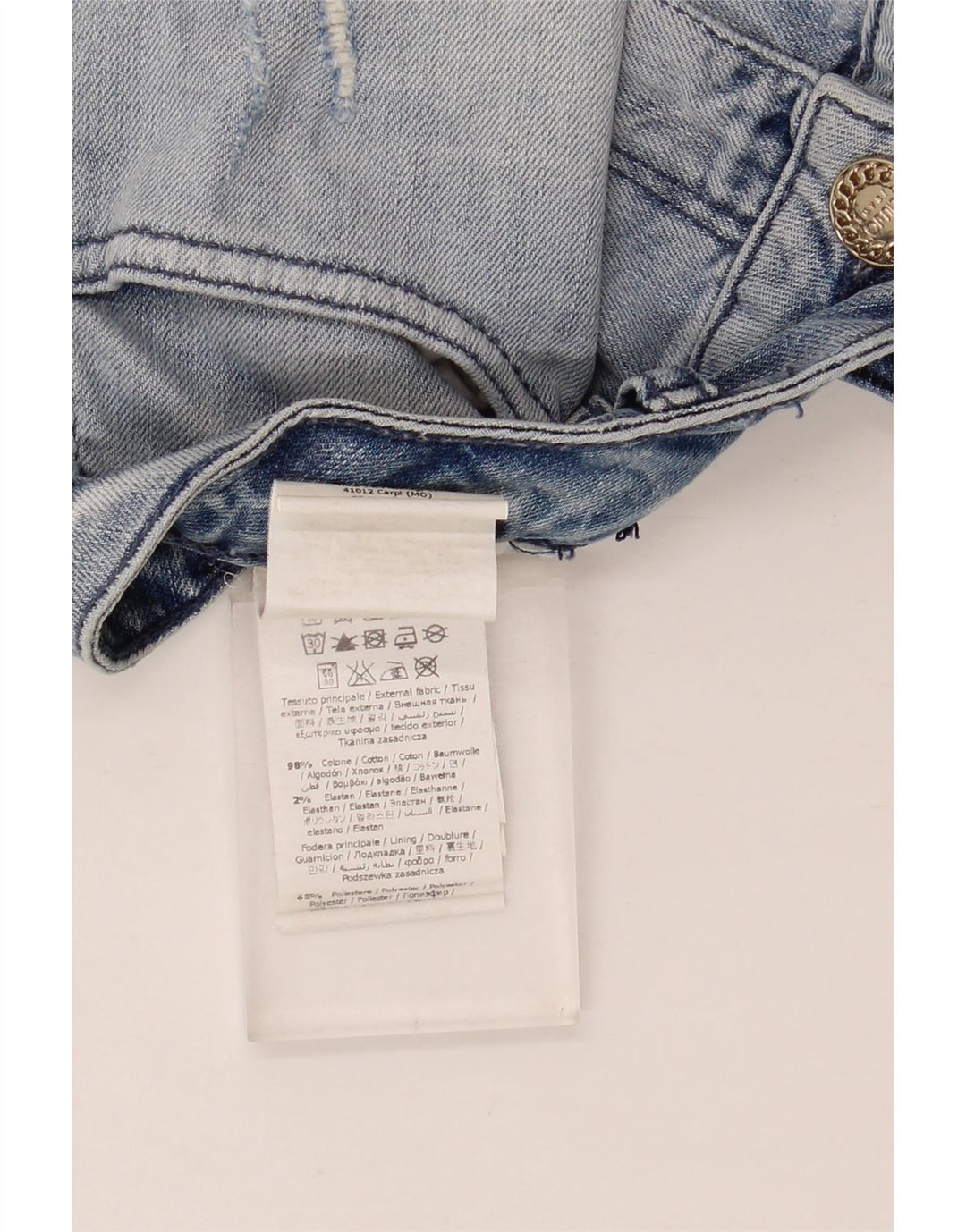 Liu Jo Fusta Mini Denim Distressed W28 Bumbac Albastru Mediu