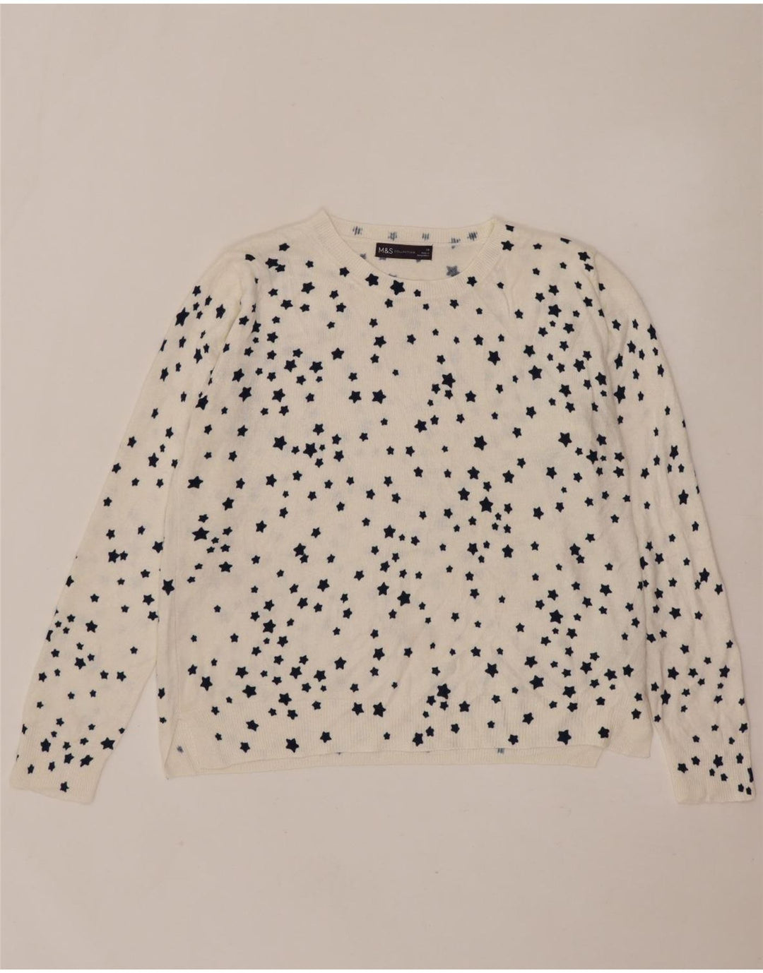 Pulover pentru femei Marks & Spencer cu gât de barcă UK 14 Large White