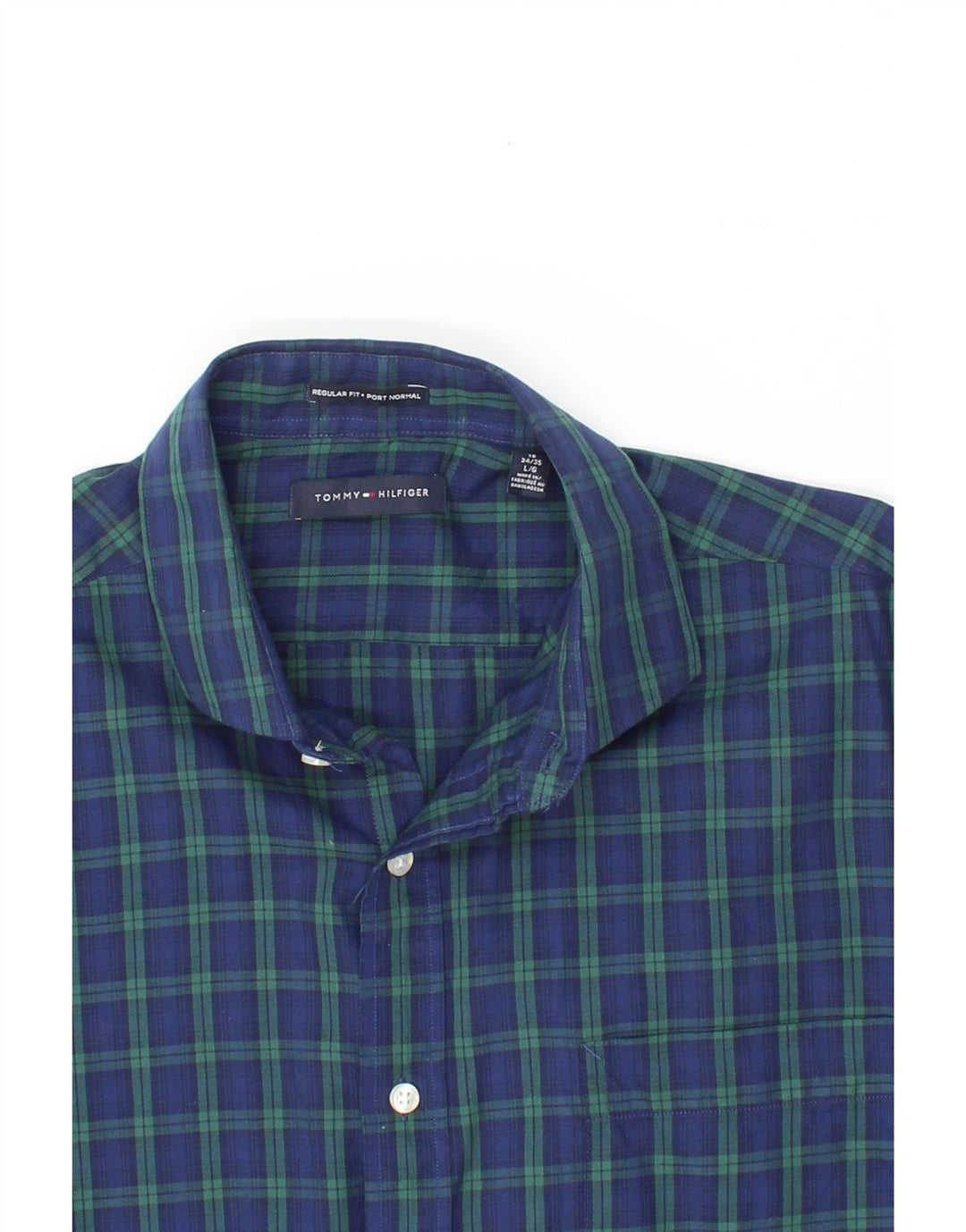 TOMMY HILFIGER Mens Port normal Regular Fit Shirt Size 16 Large Blue Check Vintage Tommy Hilfiger and Second-Hand Tommy Hilfiger from Messina Hembry 