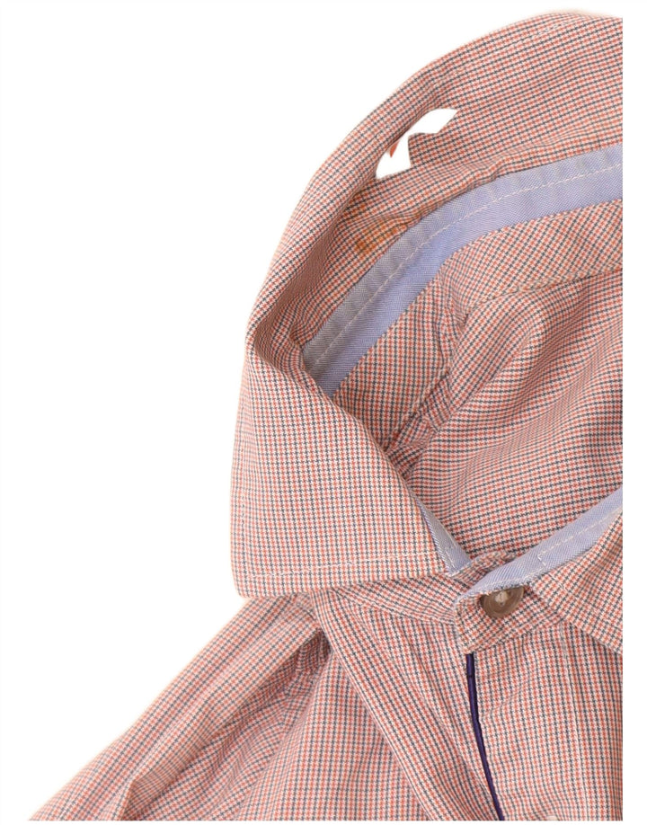 Cămașă Slim Fit pentru bărbați Hugo Boss, din bumbac mare portocaliu Houndstooth