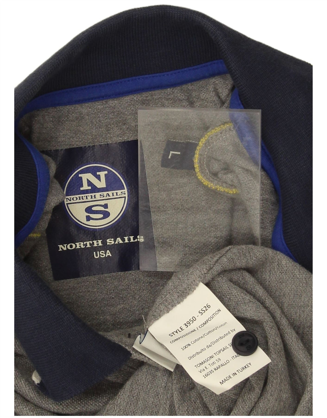 Tricou polo cu grafică North Sails pentru bărbați, bumbac gri mare