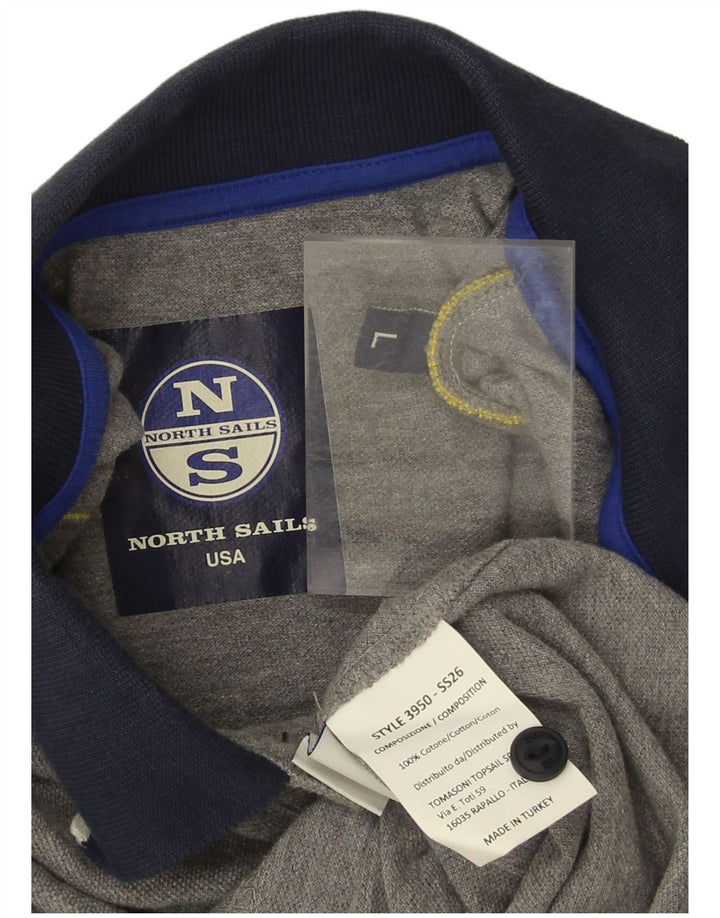 Tricou polo cu grafică North Sails pentru bărbați, bumbac gri mare