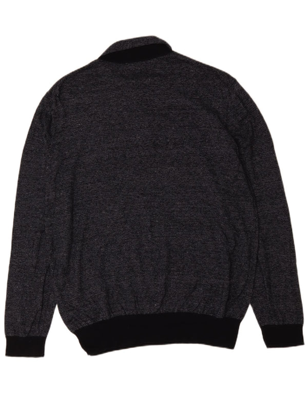 Pulover cu gât polo Hugo Boss pentru bărbați, bumbac negru cu dungi 2XL