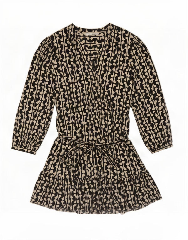 Rochie supradimensionată pentru femei Zara, cu model abstract, UK 16, mare, neagră