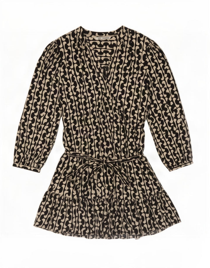 Rochie supradimensionată pentru femei Zara, cu model abstract, UK 16, mare, neagră