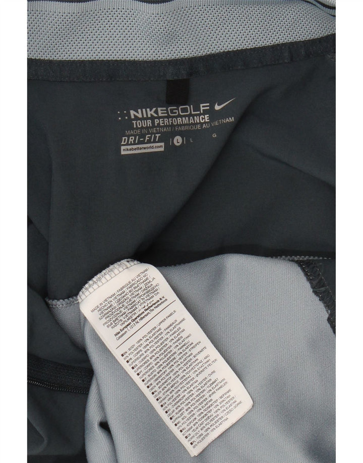 Top pentru bărbați Nike Dri Fit, cu fermoar, cu mânecă lungă, albastru, poliester color bloc