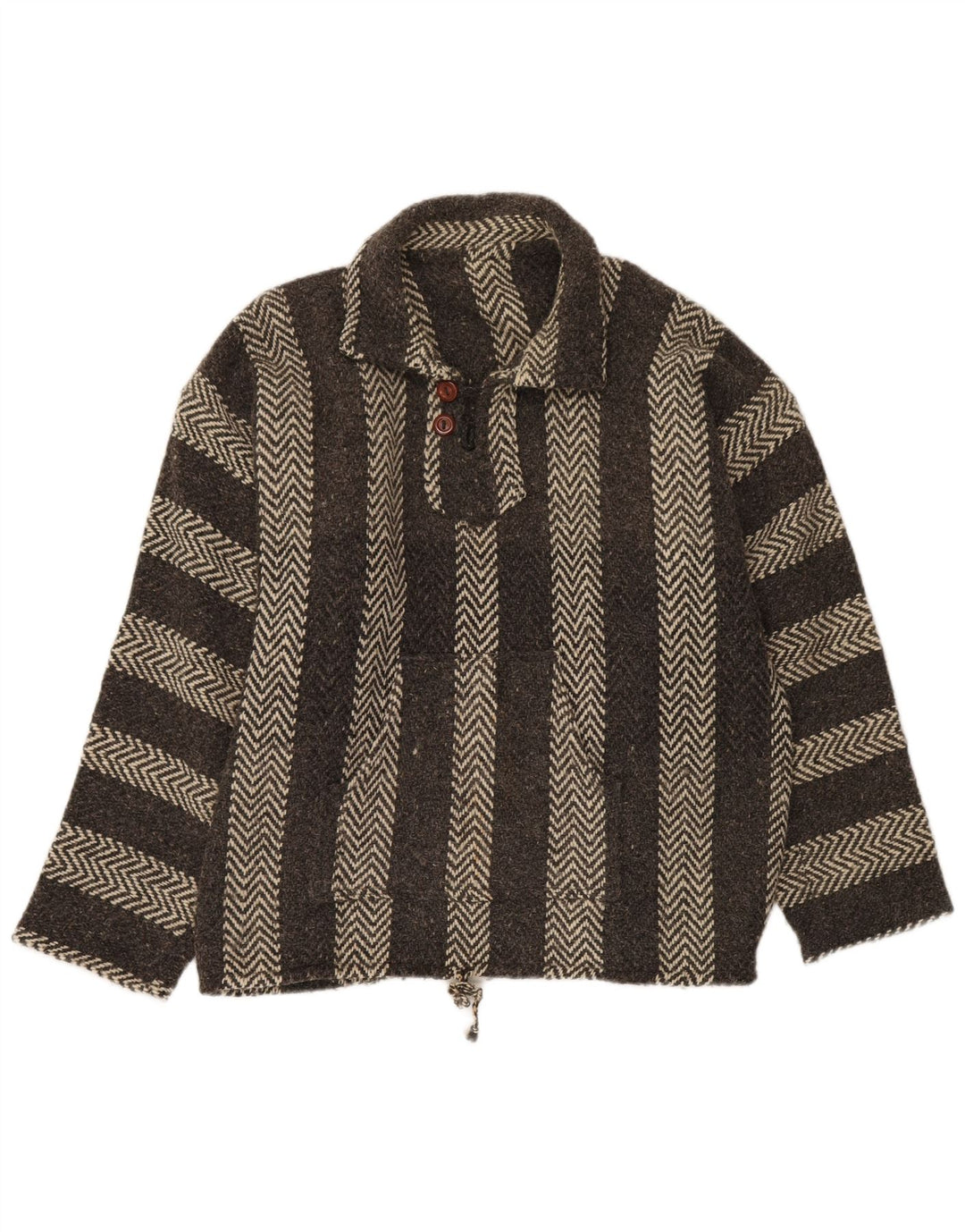 VINTAGE Pulover cu gât polo pentru bărbați XL Gri Chevron Aztec