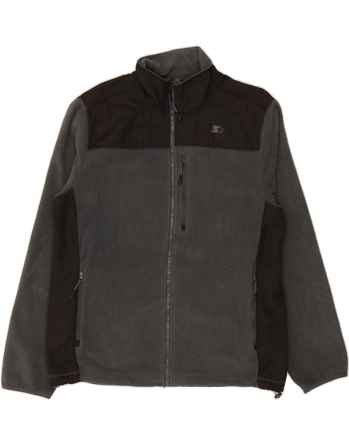 STARTER Mens Fleece Jacket UK 38/40 Medium Grey Colourblock Polyester Vintage Starter and Second-Hand Starter from Messina Hembry 