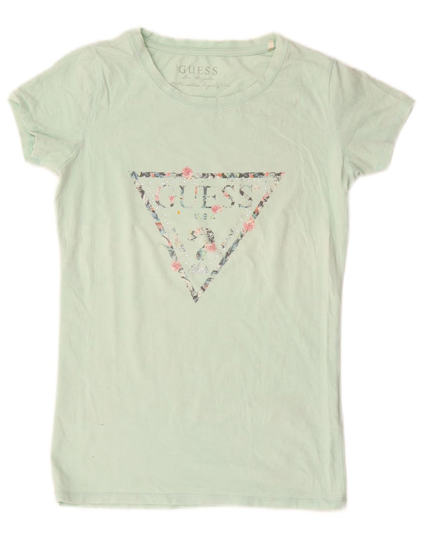 Tricou grafic Guess pentru femei Top UK 12, bumbac verde mediu