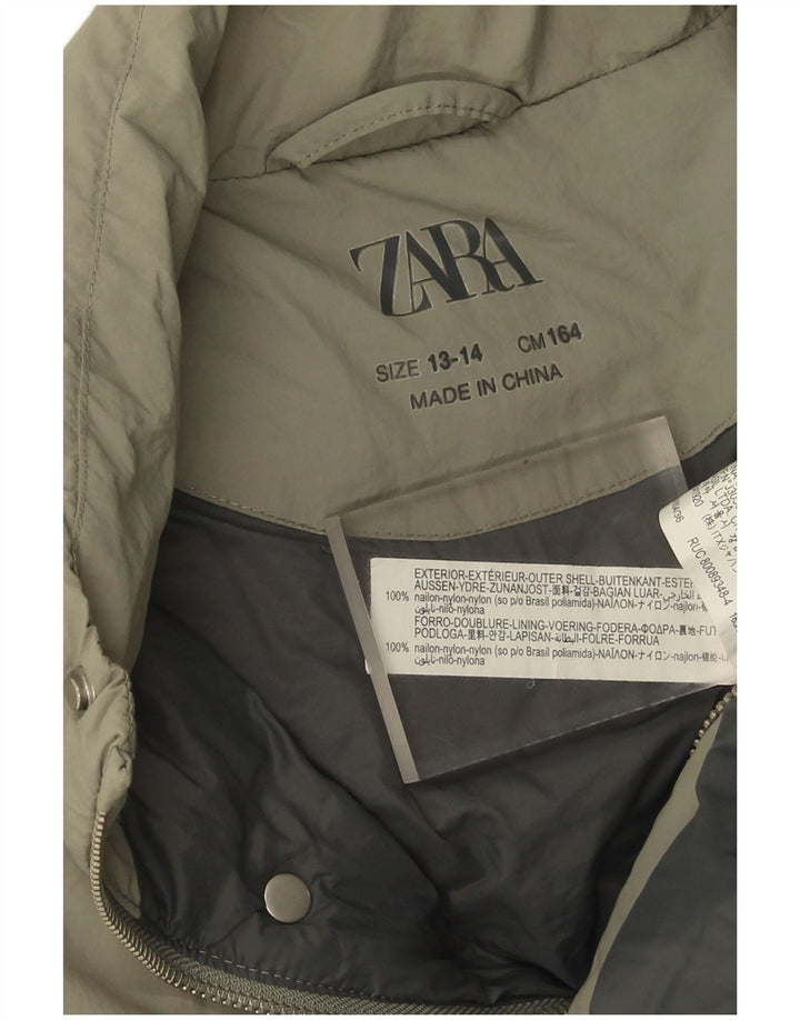 Gilet căptușit pentru băieți Zara 13-14 ani Kaki Nylon