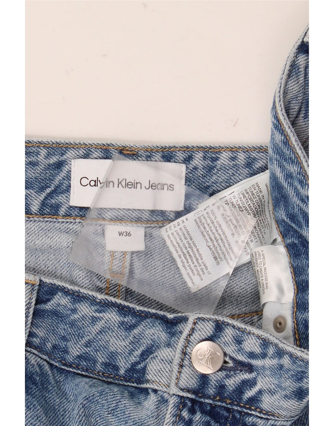 Calvin Klein Pantaloni tăiați pentru bărbați Dad Tapered W36 L28 Bumbac albastru