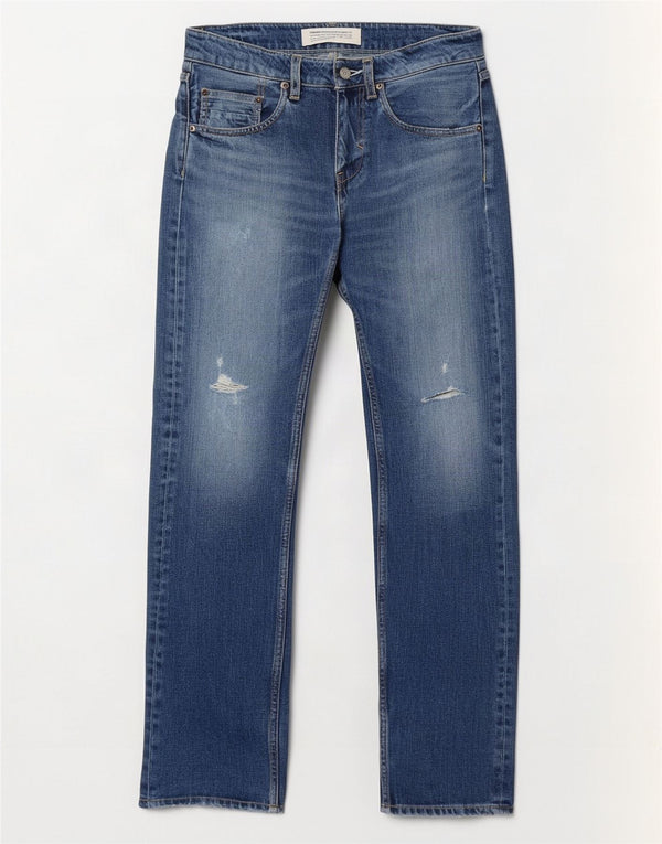 Blugi drepți distressed pentru bărbați Adidas W27 L31 Bumbac albastru