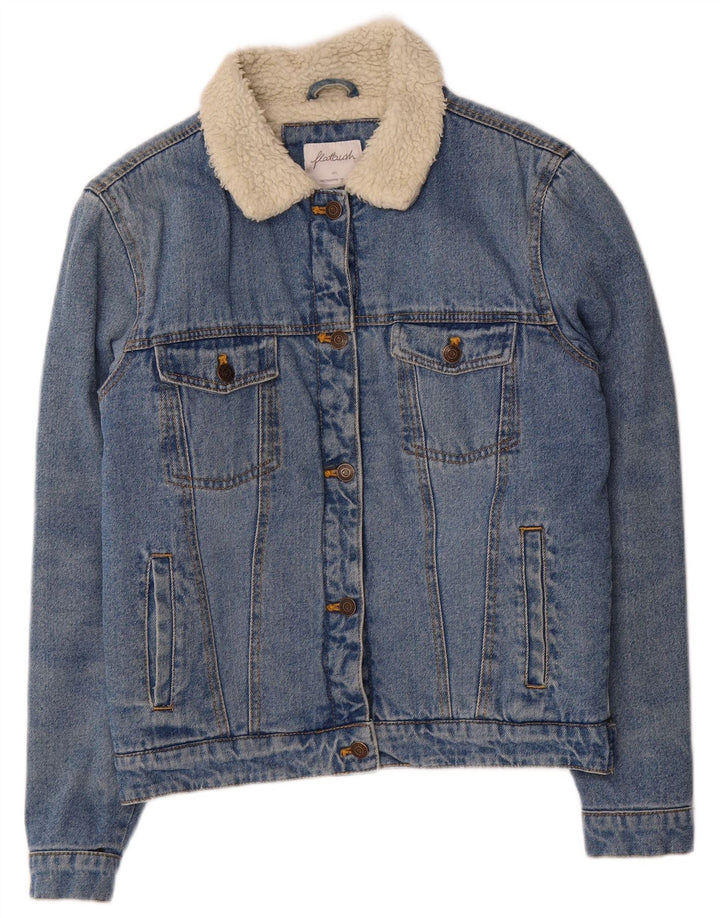 Jachetă de blugi Sherpa pentru femei Flatbush UK 10 Small Blue Poliester