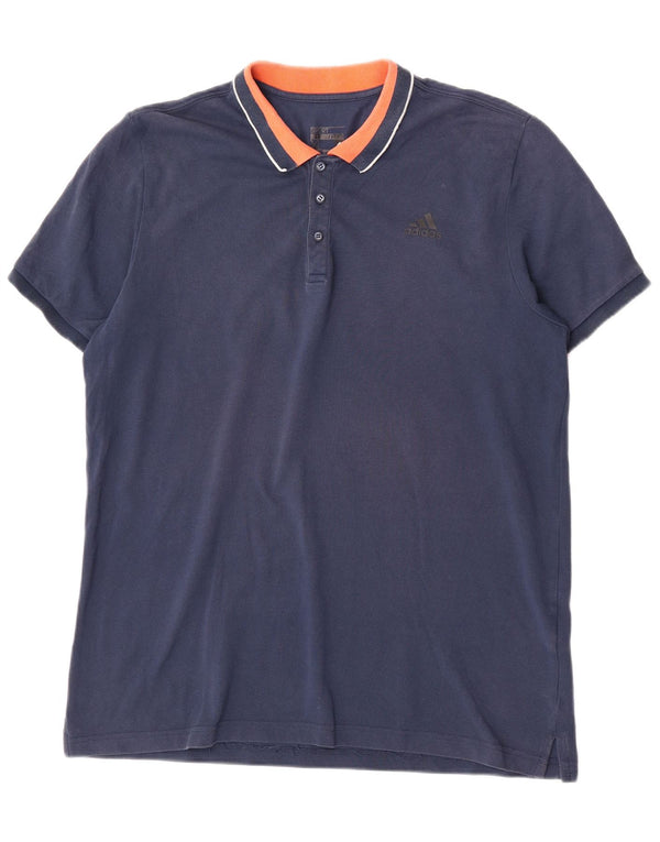 Tricou polo Adidas Climalite pentru bărbați XL, albastru bleumarin, bumbac color bloc