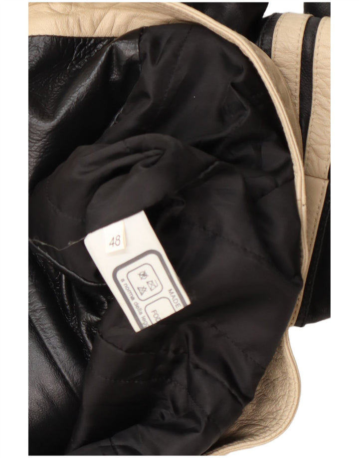 Geacă de piele vintage pentru femei IT 48 XL negru colorblock