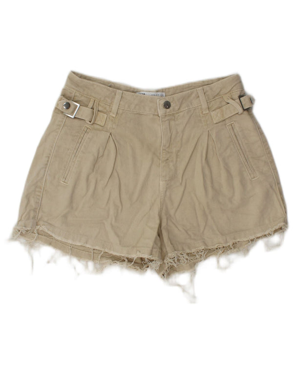 Pantaloni caldi din denim pentru femei Zara EU 38 Small W28 Bej Bumbac