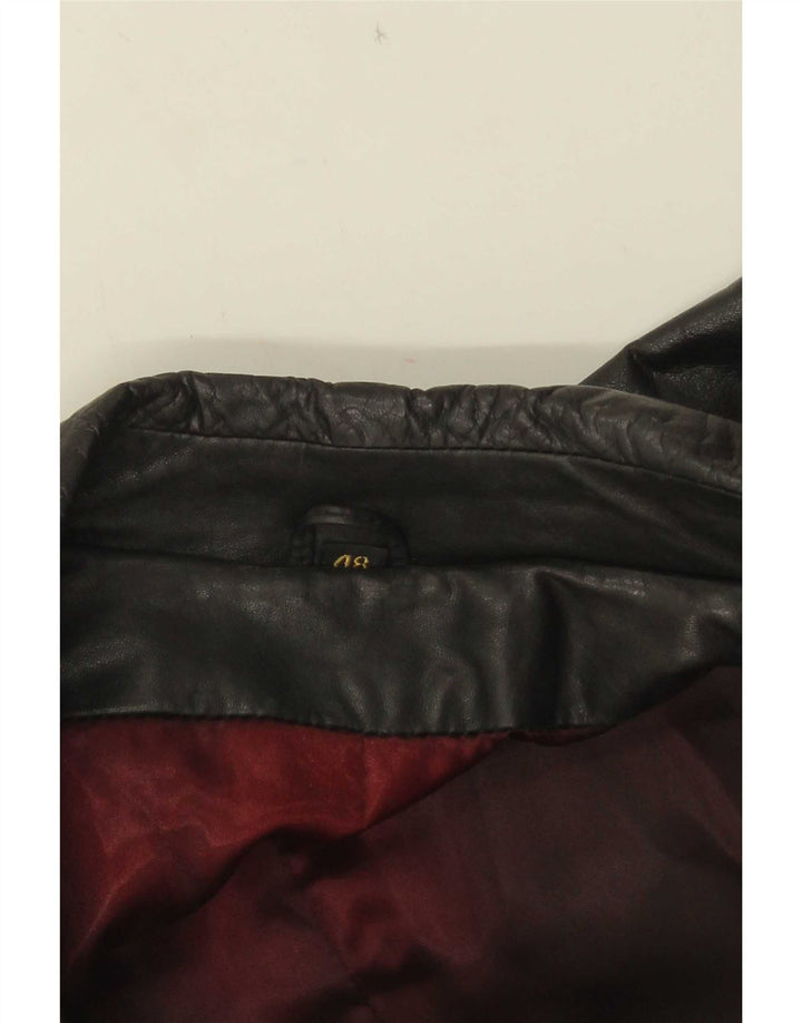 Palton din piele vintage pentru femei la dublu piept IT 48 XL negru