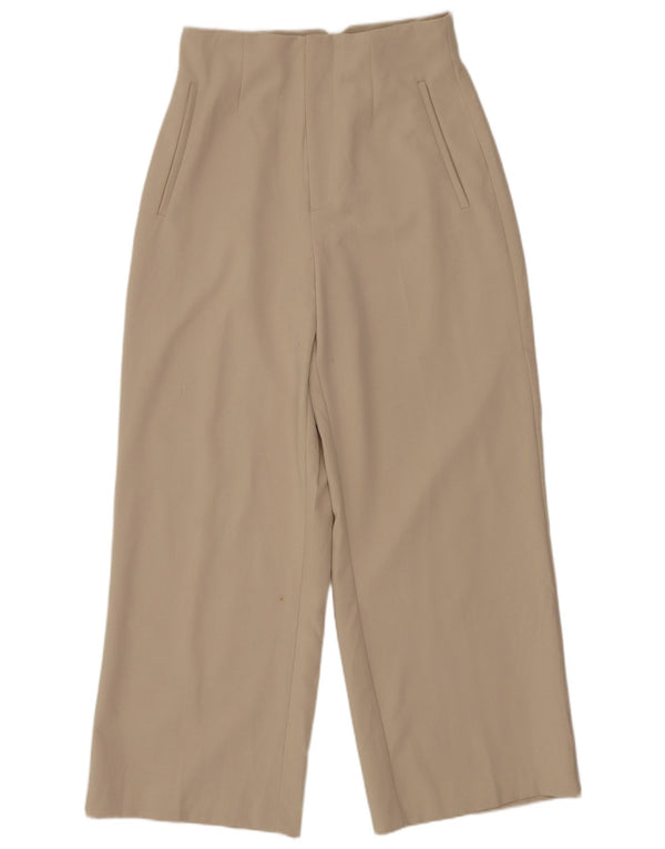 Pantaloni tăiați pentru femei cu talie înaltă Zara Mici L26 L25 Bej
