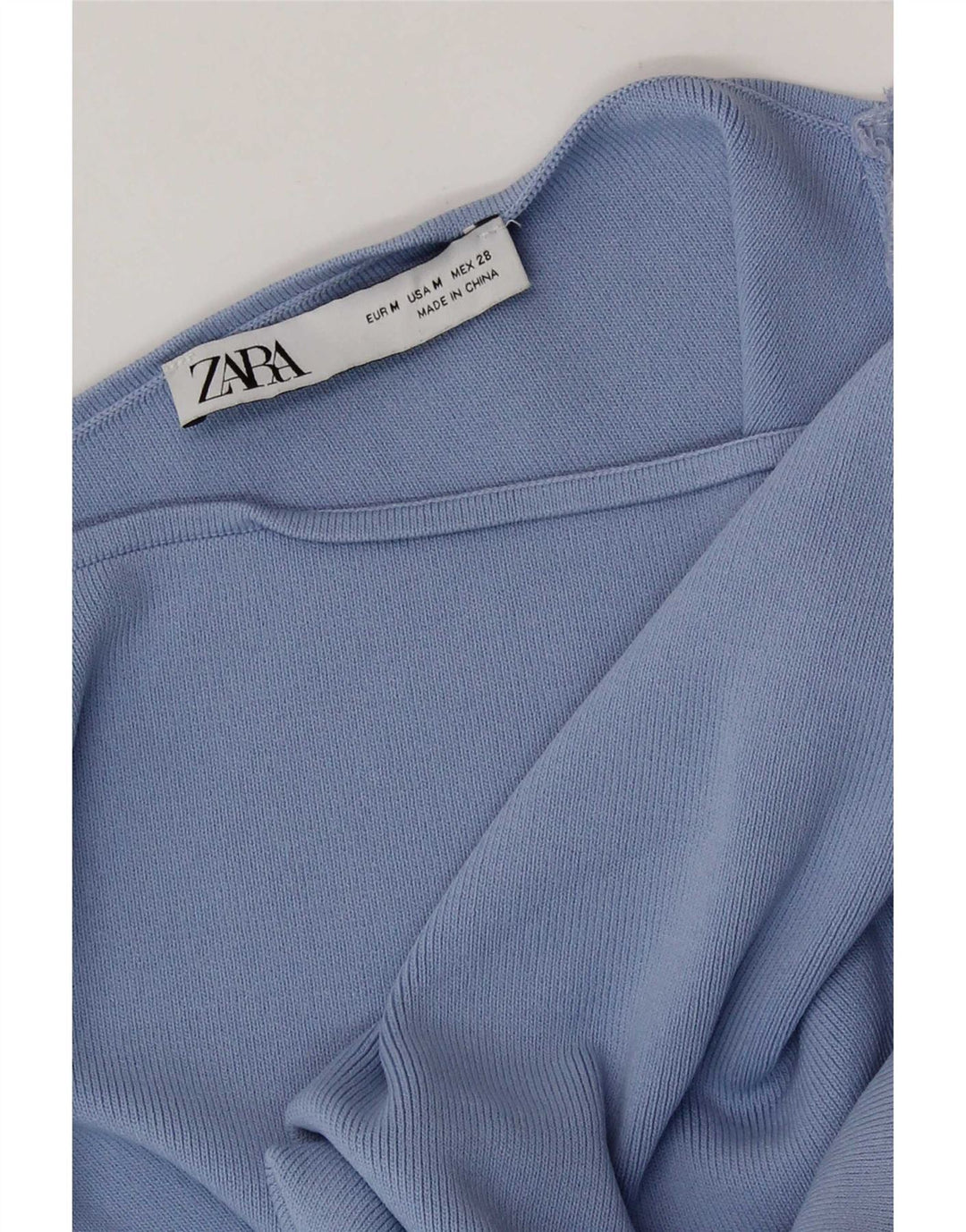 Top cu umeri decupați pentru femei Zara UK 12, albastru mediu, color block