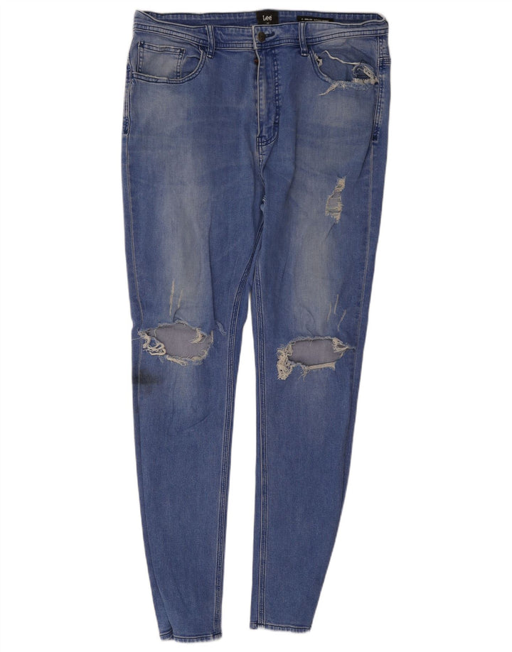 Blugi skinny învechiți pentru femei Lee W36 L30 bumbac albastru