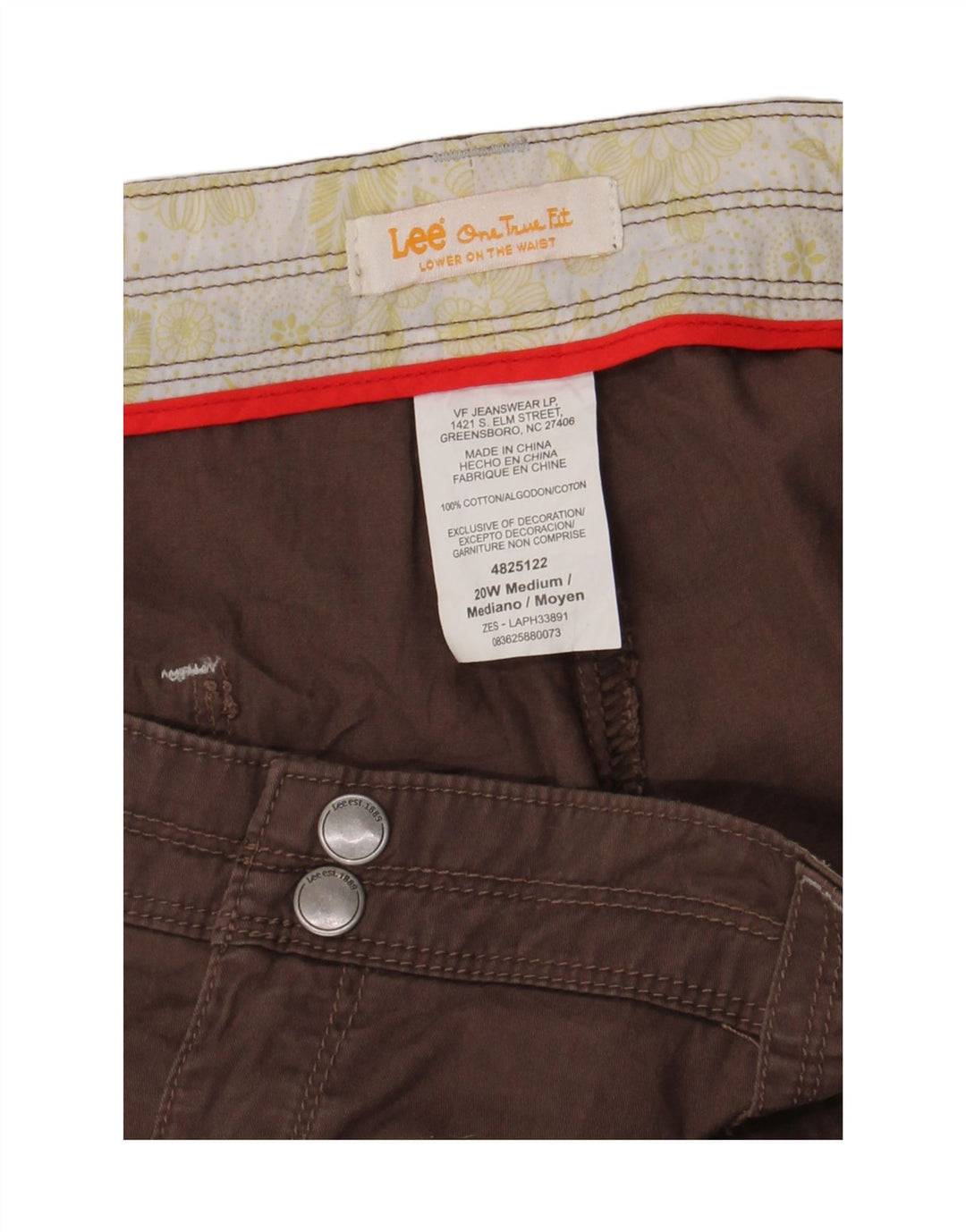 Pantaloni scurti cargo pentru femei Lee, marimi mari, US 20 XL W40, bumbac maro